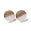 Resin & Walnut Wood Flat Round Stud Earrings with 304 Stainless Steel Pin for Women EJEW-N017-010A-02-1