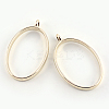 Rack Plating Alloy Oval Open Back Bezel Pendants X-PALLOY-S047-26E-FF-1