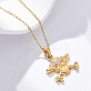 304 Stainless Steel Crystal Rhinestone Skull Pendant Necklaces NJEW-Z057-03B-G-1