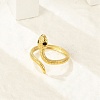 304 Stainless Steel Black Enamel Cuff Rings for Women RJEW-G338-05G-3