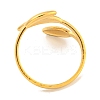 Ion Plating(IP) Leaf 304 Stainless Steel Open Cuff Finger Rings for Women RJEW-P114-09G-3