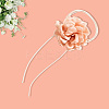 1Pc Retro Cloth Rose Flower Waxed Cord Wrap Choker Necklaces for Women NJEW-CP0001-05D-6