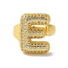 Letter Brass Micro Pave Clear Cubic Zirconia Open Cuff Ring for Women RJEW-N046-03E-G-2