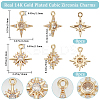 16Pcs 2 Style Brass Micro Pave Clear Cubic Zirconia Charms KK-BBC0010-97-2