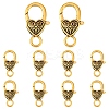10Pcs Tibetan Style Heart Lobster Claw Clasps FIND-YW0009-77AG-1