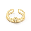 Ring with Letter H Pattern Brass Micro Pave Clear Cubic Zirconia Open Cuff Rings RJEW-G309-21G-2