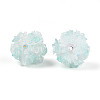 Polymer Clay Rhinestone Beads with Embossed Resin Roses RESI-T059-04D-2