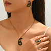 Vintage 201 Stainless Steel Enamel Paisley Stud Earrings & Pendant Necklace & Rings Sets ZB5227-4