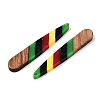 Jamaican Colour Epoxy Resin & Walnut Wood Pendants RESI-N039-122F-2