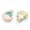 Printed Light Gold Tone Alloy Pendants ENAM-N056-204B-1