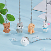 6Pcs 6 Styles Resin Dog Charms Ceiling Fan Pull Chain Extenders HJEW-DC00017-5