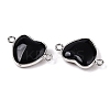 Natural Obsidian Love Heart Pendants G-T138-205D-P-2