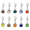 10Pcs 10 Colors Teardrop Glass & Alloy Pendant Decoration HJEW-YW00037-1