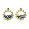 Flower with Lune 304 Stainless Steel Natural Paua Shell/White Shell Pendants Ion Plating(IP) STAS-U037-11G-02-1