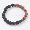 Natural Lava Rock and Rudraksha Beads Stretch Bracelets BJEW-E326-01-1