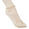 Christmas Brass Pave Clear Cubic Zirconia Snowflake & 304 Stainless Steel Star and Round Glass Tassel Brass Paperclip Chain Anklets AJEW-AN00753-3