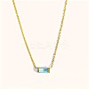 Birthstone Style Brass Cubic Zirconia Rectangle Pendant Necklaces for Women FS-WGDF12C-03-1