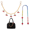 2Pcs 2 Styles Glass Beaded and Alloy Cherry Aluminum Chains Bag Decorative Chains HJEW-PH02234-1