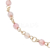 304 Stainless Steel & Natural Agate(Dyed & Heated) Faceted Round Link Chain Anklets AJEW-AN00747-03-4