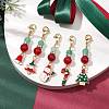 Christmas Tree/Bell/Snowman/Candy Cane Alloy Enamel Pendant Decorations HJEW-TA00192-2