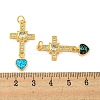 Cross with Heart Brass Pendants Micro Pave Cubic Zirconia with Synthetic Opal KK-K356-05G-3