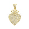 Heart Rack Plating Brass Micro Pave Cubic Zirconia Pendants KK-Z074-56G-1