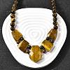 Natural Tiger Eye Faceted Bib Graduated Beaded Necklaces for Women NJEW-B128-01H-1