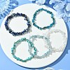 5Pcs 5 Styles Natural Quartz Crystal & Lapis Lazuli & Apatite & Aquamarine & Howlite Chip Beaded Stretch Bracelet Sets BJEW-JB10839-2