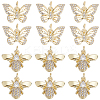 12Pcs 2 Style Brass Micro Pave Clear Cubic Zirconia Charms KK-DC0001-90-1