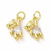 Brass Micro Pave Clear Cubic Zirconia Charms ZIRC-F135-25G-03-2