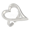 Hollow Heart Brass Open Cuff Ring RJEW-Q819-29P-1