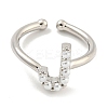 Rack Plating Brass Open Cuff Rings for Women RJEW-F162-01P-J-2