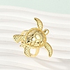 Sea Turtle Brass Cuff Rings for Women RJEW-A059-06G-1