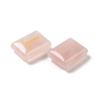 26Pcs Natural Rose Quartz Healing Rectangle with Letter A~Z Display Decorations G-K335-07B-1