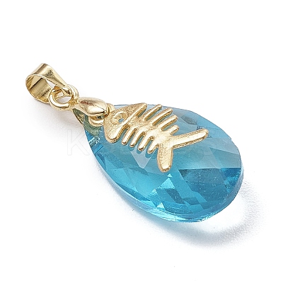 Ocean Themes Alloy & Glass Teardrop Pendants PALLOY-JF03880-1