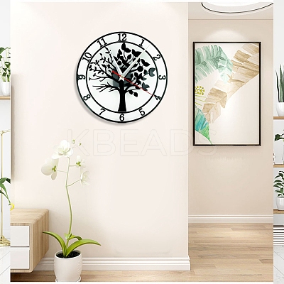 Flat Round with Tree Pattern DIY Food Grade Silicone Clock Display Molds SIMO-PW0015-46A-1