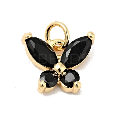Rack Plating Brass Micro Pave Cubic Zirconia Charms ZIRC-I059-14G-1