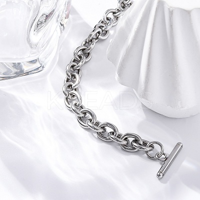 Tarnish Resistant 304 Stainless Steel Cable Chain Bracelets BJEW-G618-04P-1