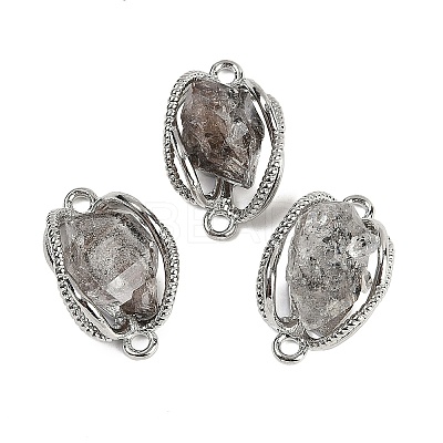 Natural Quartz Connector Charms G-C172-05P-1