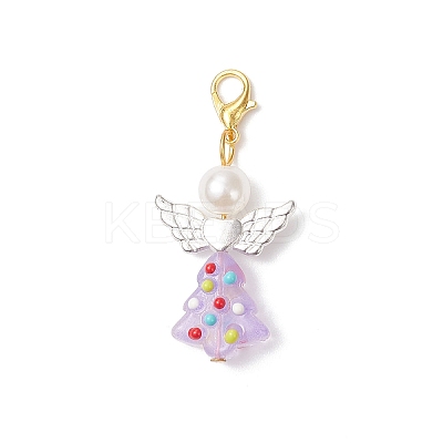 Christmas Tree Angel Glass Pendant Decorations HJEW-JM04346-1