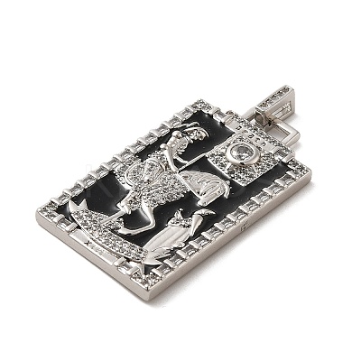 Brass Micro Pave Cubic Zirconia Pendants with Enamel KK-H458-01P-22-1