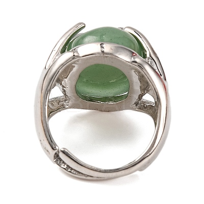 Oval Natural Green Aventurine Finger Ring G-Q184-06C-P-1