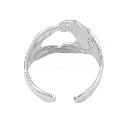 Non-Tarnish 304 Stainless Steel Textured Open Cuff Rings LS-RJEW-C095-08A-P-1
