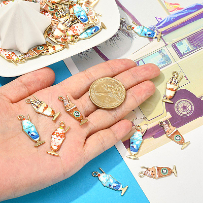 40Pcs 4 Styles Rack Plating Alloy Enamel Pendants ENAM-CJ0002-81-1