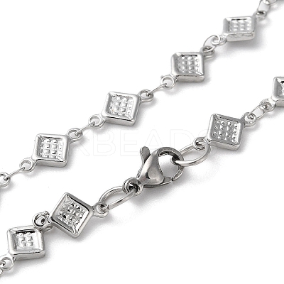 Non-Tarnish 304 Stainless Steel Rhombus Link Chain Necklaces NJEW-H019-03P-1