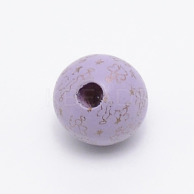 Printed Natural Wood Beads WOOD-TAC0007-57E-1