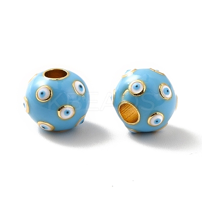 Rack Plating Brass Enamel Beads KK-M230-28G-1