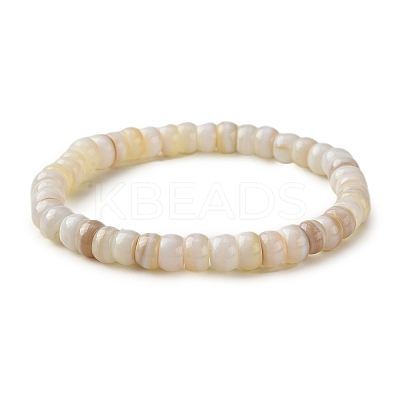 Rondelle Natural Freshwater Shell Beaded Stretch Bracelets for Women BJEW-JB10911-1