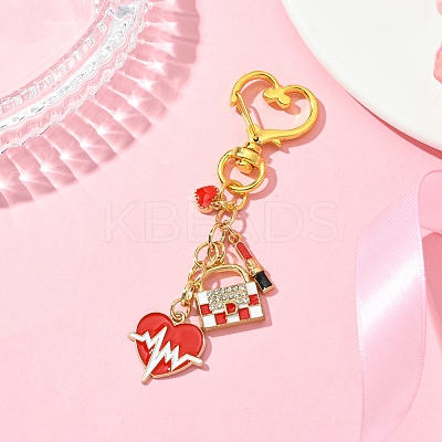 Heart Lipstick Bag Alloy Enamel Pendant Decorations HJEW-FS00030-1