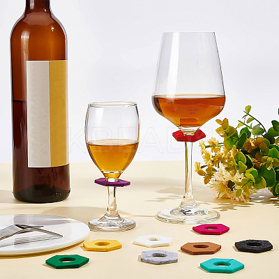 60Pcs 12 Colors Felt Wine Glass Charms AJEW-BC0003-09-1